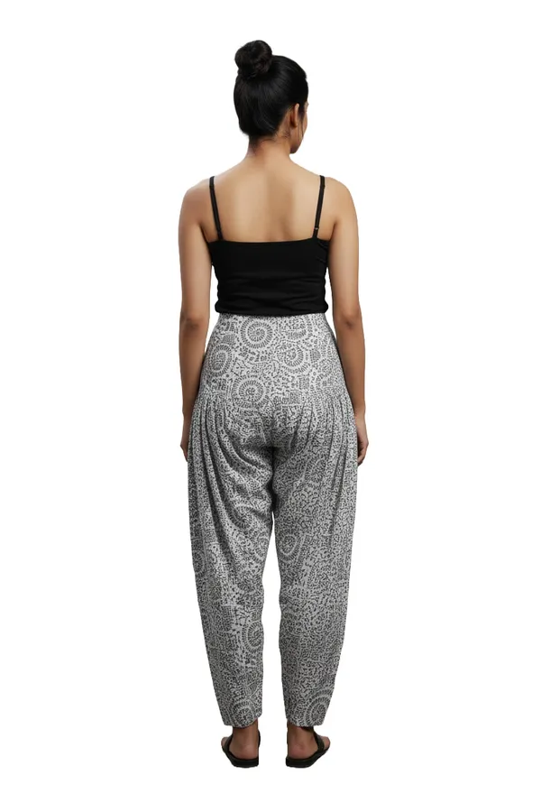White_Cotton_Harem_Paisley_Print_Pants_For_Women
