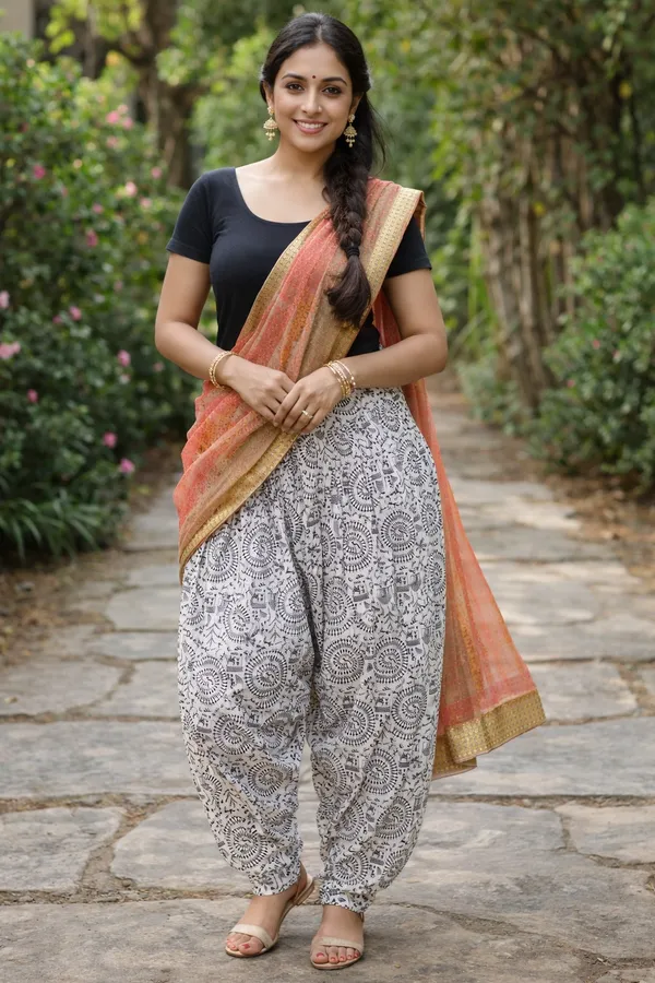 White_Cotton_Harem_Paisley_Print_Pants_For_Women