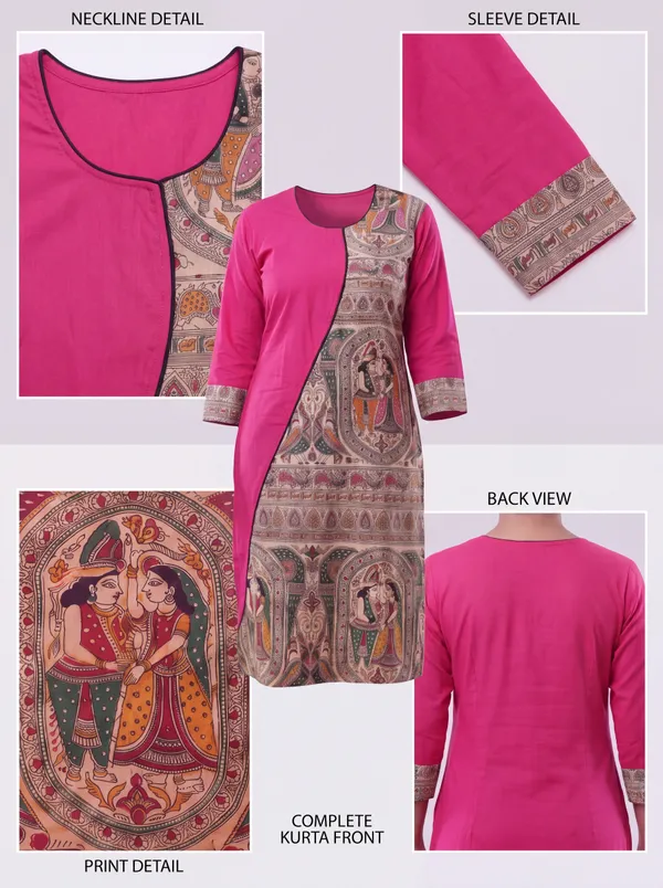 Pink_Madhubani_Art_Printed_Cotton_Straight_Kurti_for_Women