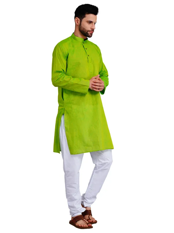 Lime_Green_Cotton_Straight_Fit_Kurta_For_Men