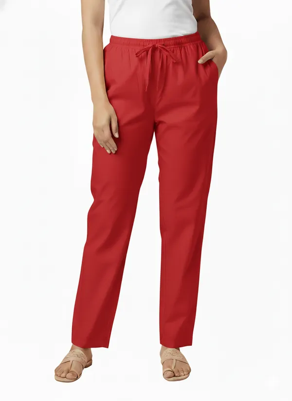 Red_Cotton_Straight_Fit_Trousers_For_Women