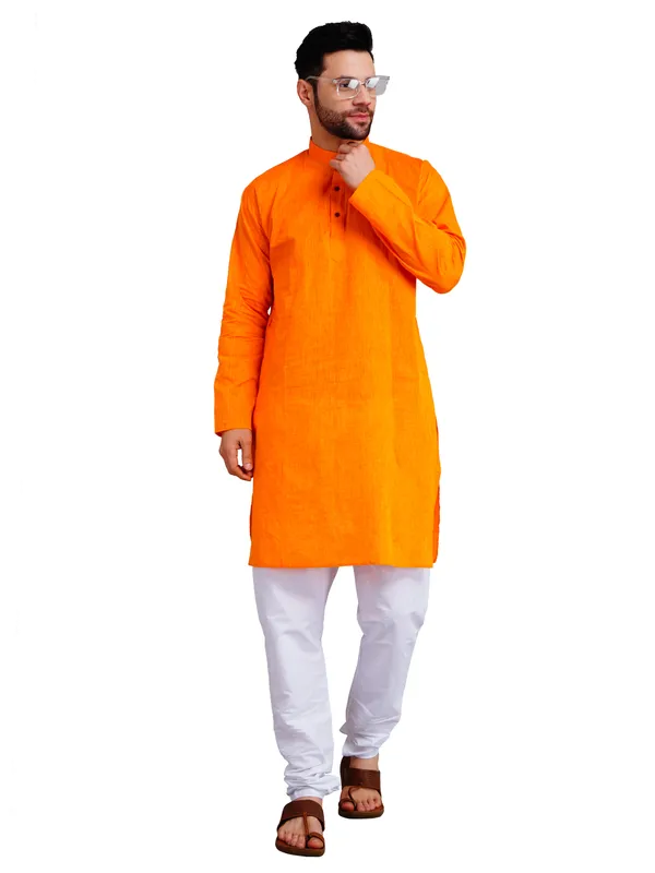 Orange_Cotton_Relaxed_Fit_Kurta_Pajama_Set_For_Men