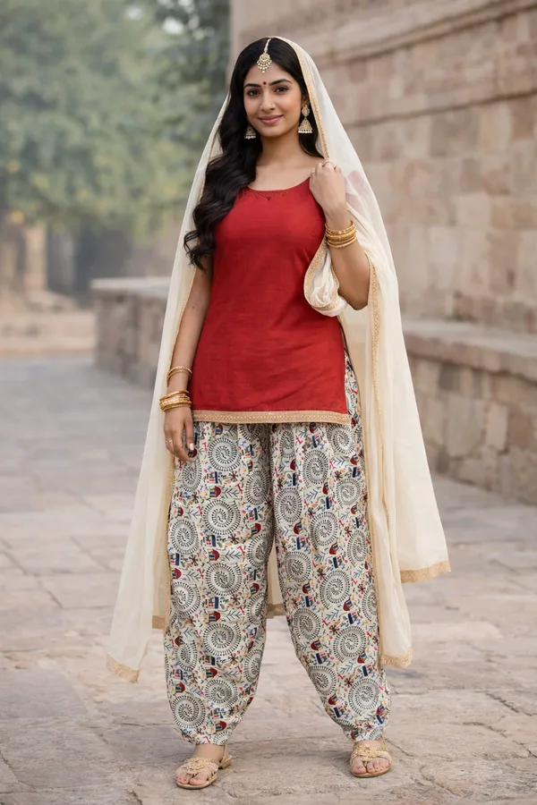 White_Cotton_Harem_Paisley_Print_Pants_For_Women
