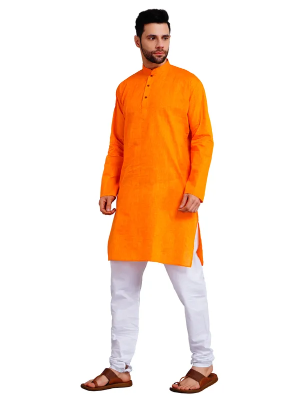 Orange_Cotton_Relaxed_Fit_Kurta_Pajama_Set_For_Men