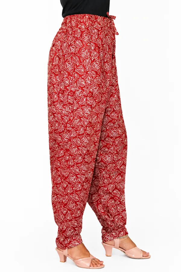 Red_Cotton_Paisley_Floral_Print_Harem_Pants_For_Women