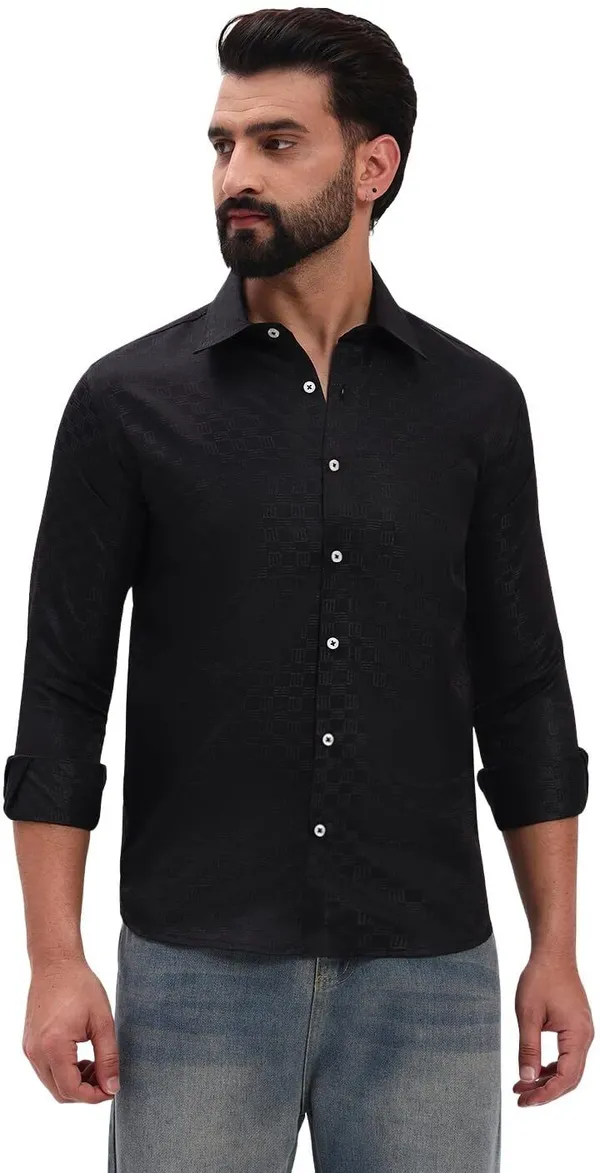 Men_Checkered_Formal_Black_Shirt