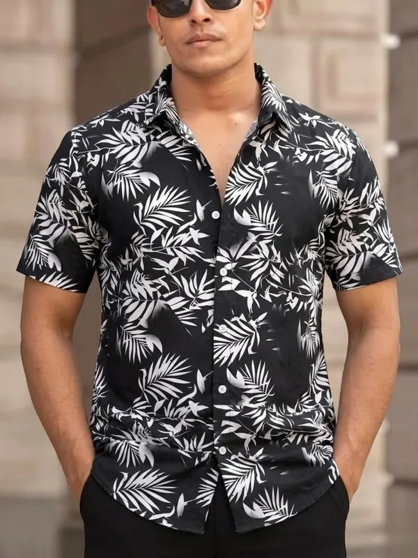 Men_Printed_Casual_Black_Shirt