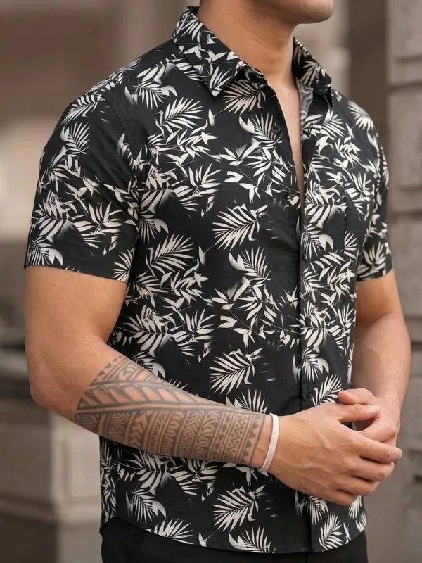 Men_Printed_Casual_Black_Shirt