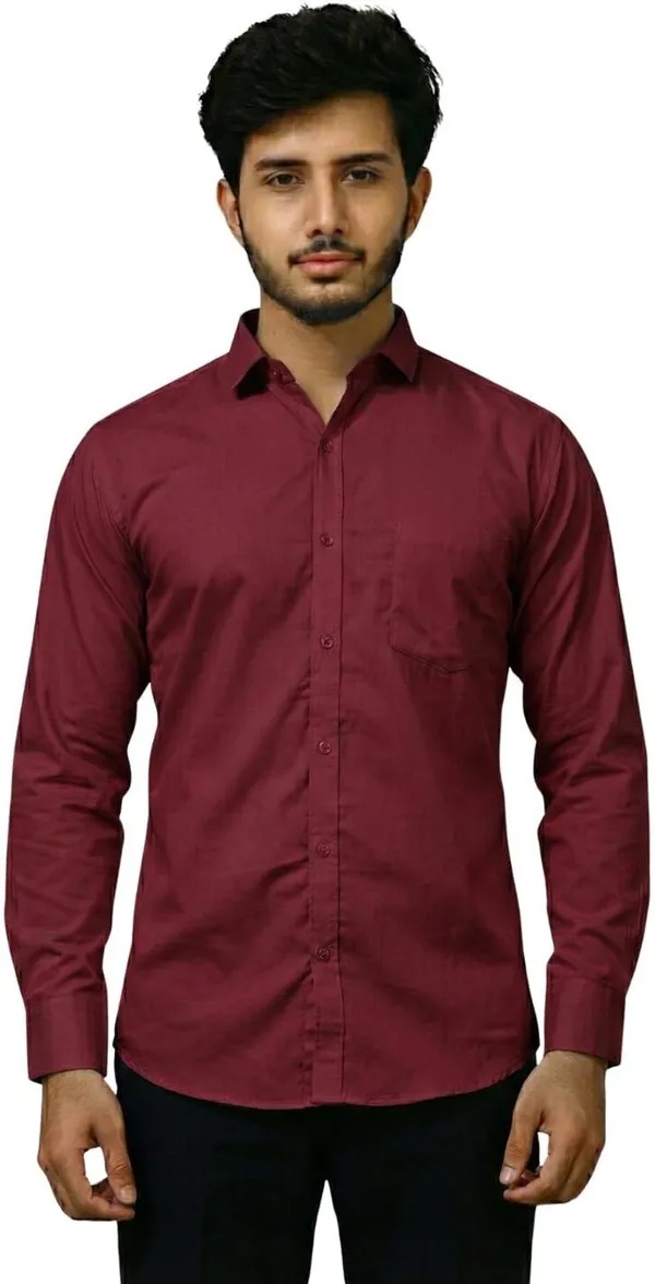 Men_Solid_Casual_Maroon_Shirt