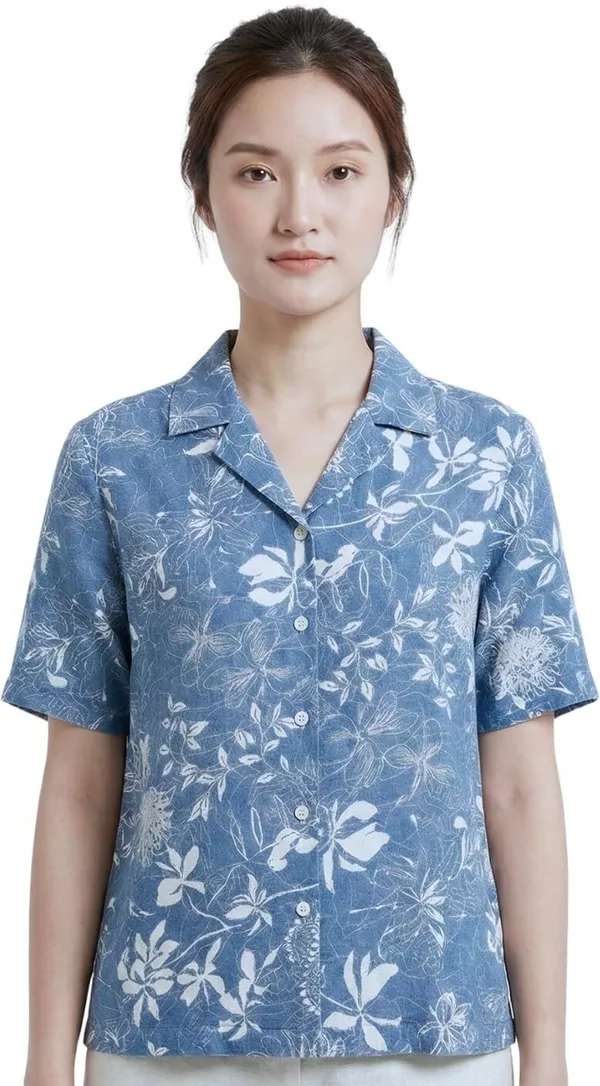 Women_Floral_Print_Casual_Light_Blue_Shirt