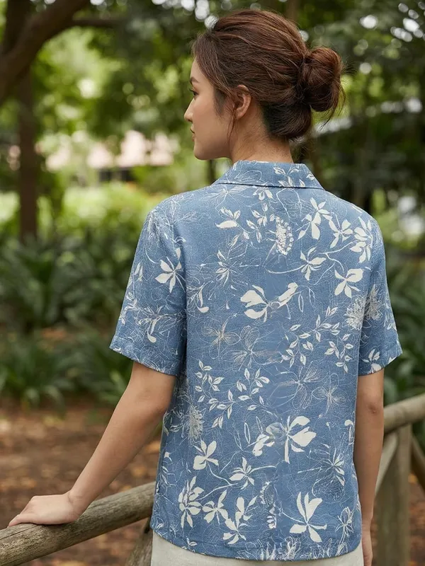 Women_Floral_Print_Casual_Light_Blue_Shirt