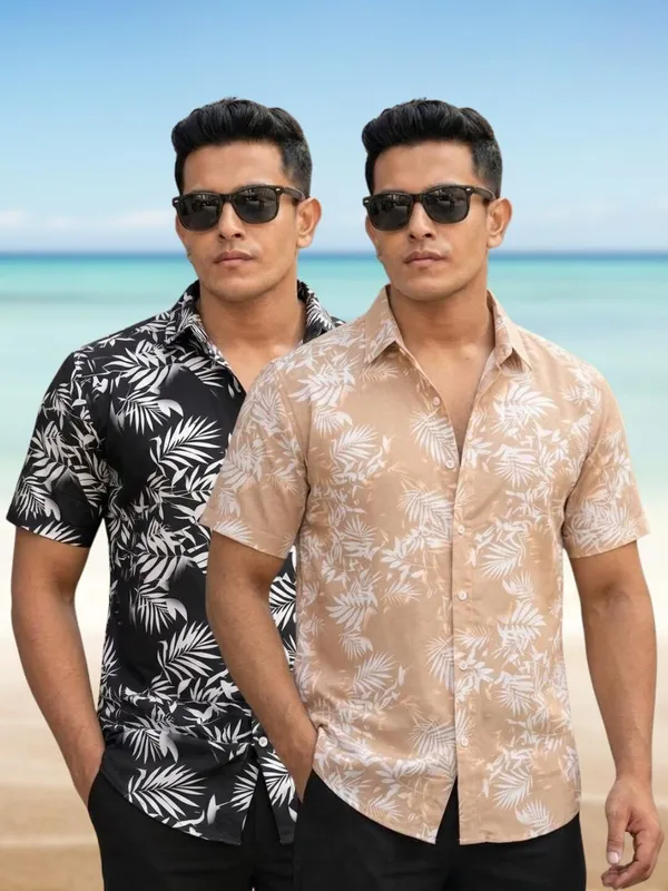 Men_Printed_Casual_Brown,_Black_Shirt_(Pack_Of_2)