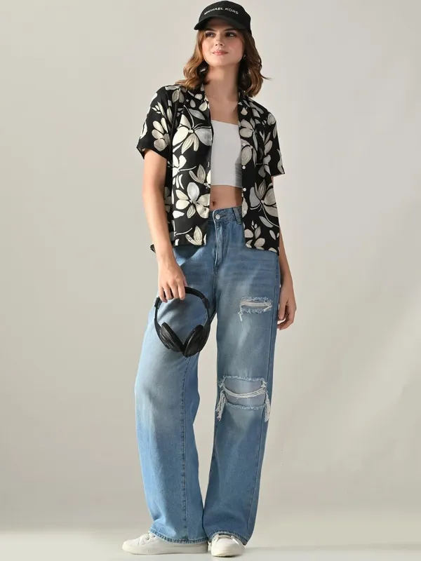 Women_Printed_Beach_Wear_Black_Shirt