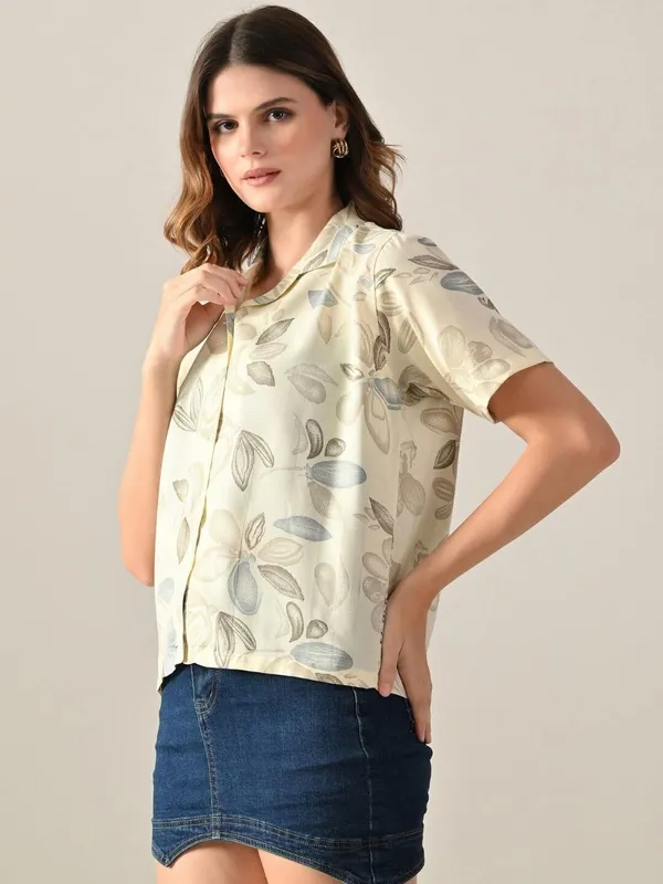 Women_Printed_Beach_Wear_Beige_Shirt
