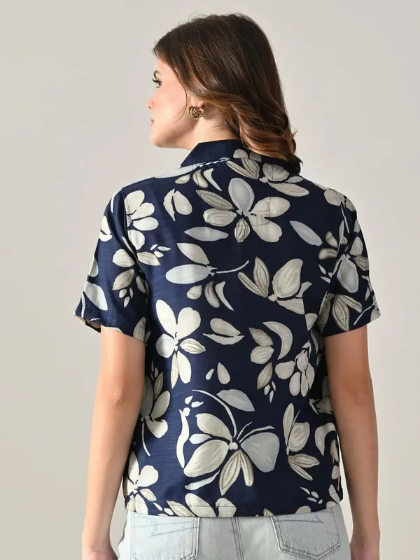 Women_Printed_Beach_Wear_Blue_Shirt