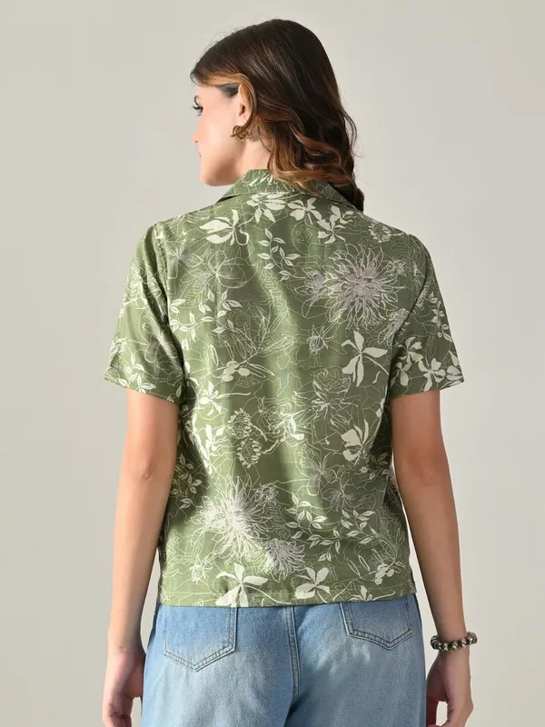 Women_Printed_Beach_Wear_Green_Shirt