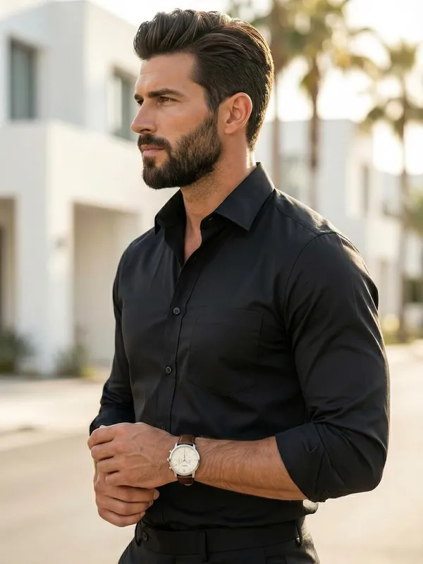 Men_Solid_Casual_Black_Shirt