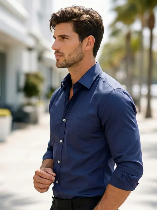 Men_Solid_Casual_Blue_Shirt