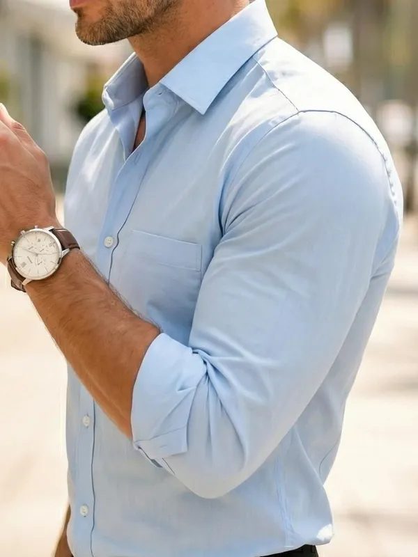 Men_Solid_Casual_Blue_Shirt