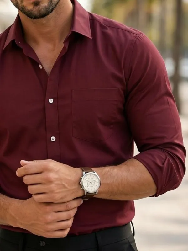Men_Solid_Casual_Maroon_Shirt