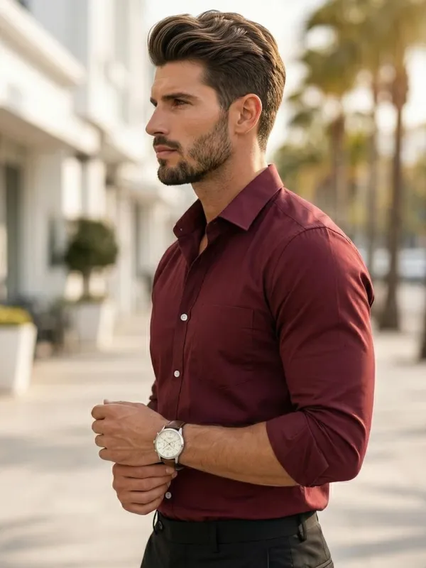 Men_Solid_Casual_Maroon_Shirt