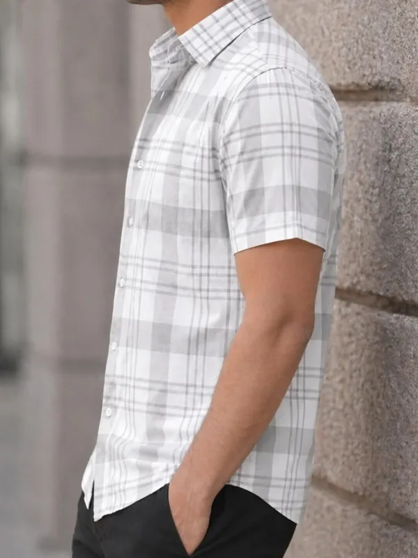 Men_Checkered_Casual_White_Shirt