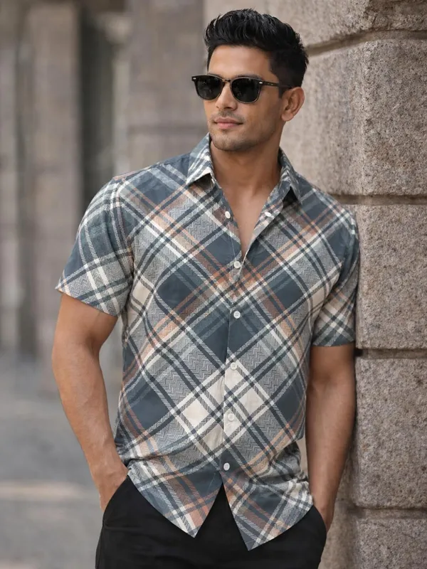 Men_Checkered_Casual_Beige_Shirt