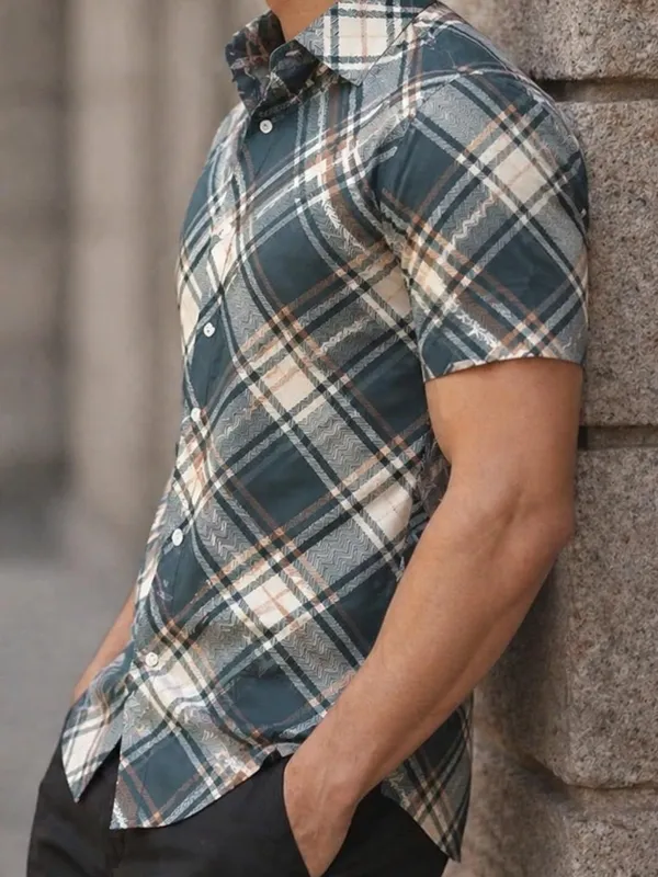 Men_Checkered_Casual_Beige_Shirt