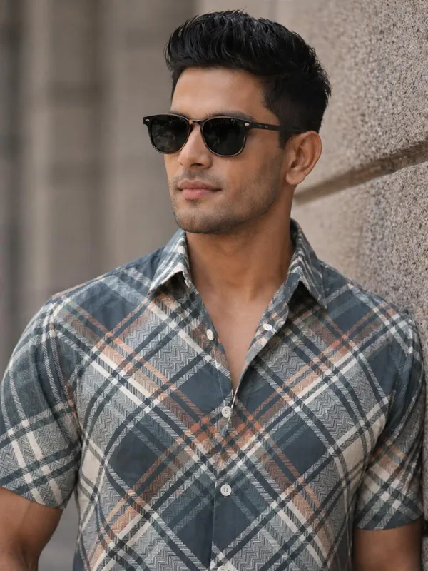 Men_Checkered_Casual_Beige_Shirt