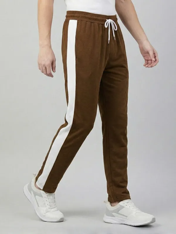 Colorblock_Men_Brown,_White_Track_Pants