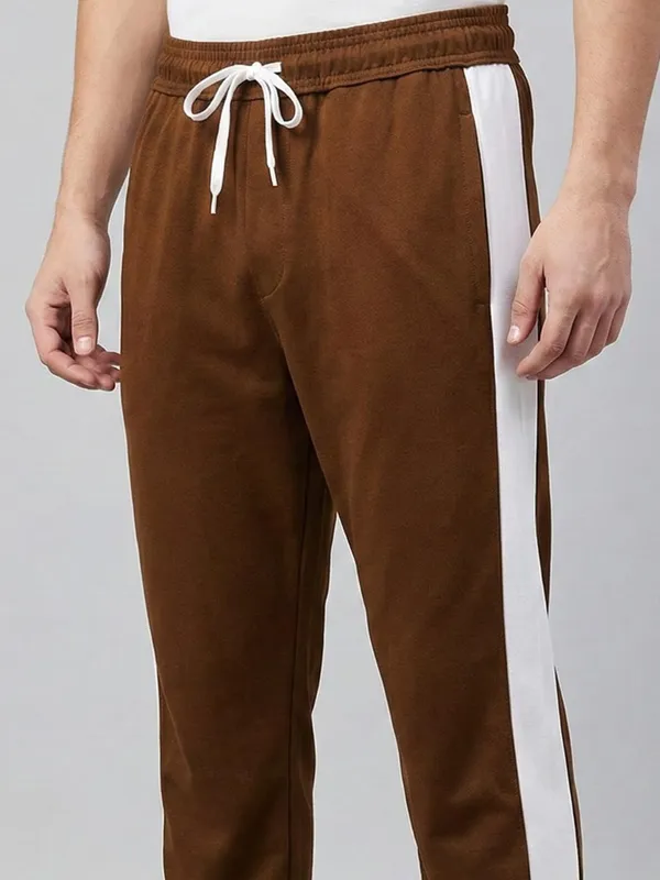 Colorblock_Men_Brown,_White_Track_Pants