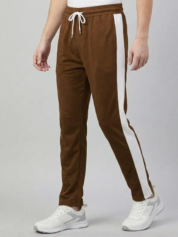 Colorblock_Men_Brown,_White_Track_Pants