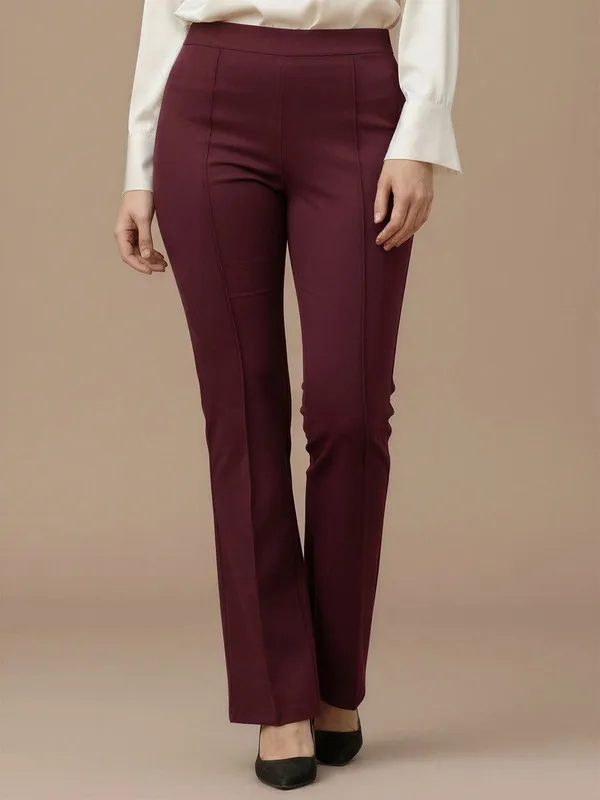 Slim_Fit_Women_Maroon_Trousers