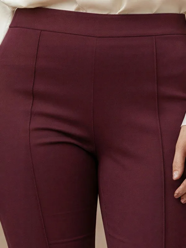 Slim_Fit_Women_Maroon_Trousers