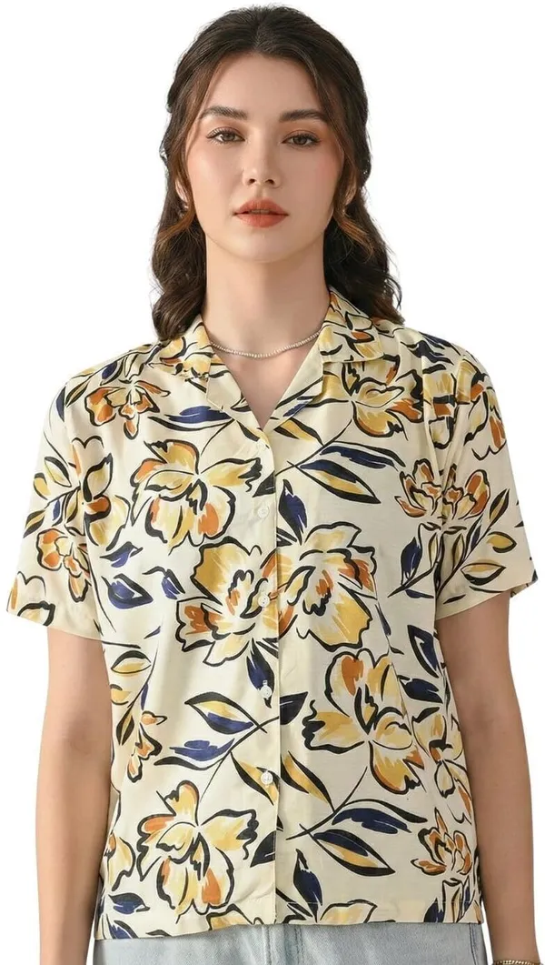 Women_Floral_Print_Beach_Wear_Yellow_Shirt