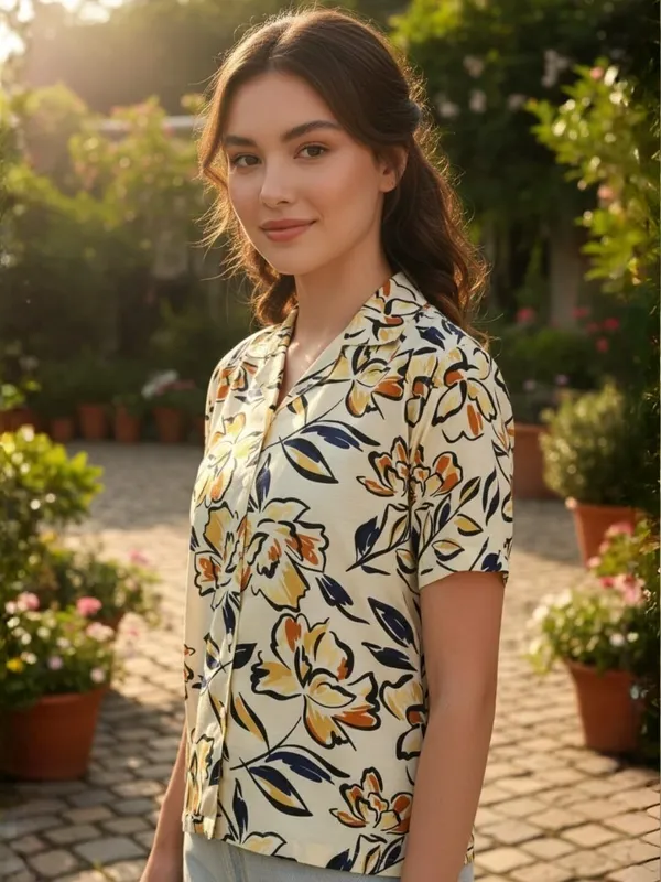 Women_Floral_Print_Beach_Wear_Yellow_Shirt