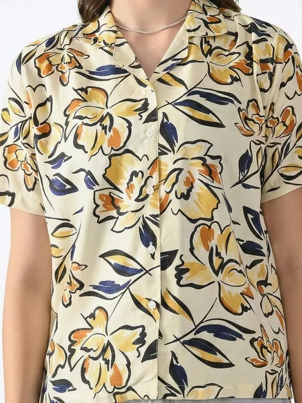 Women_Floral_Print_Beach_Wear_Yellow_Shirt