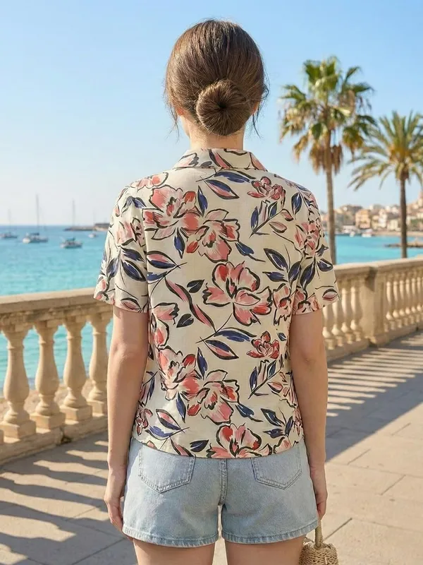 Women_Floral_Print_Beach_Wear_Pink_Shirt