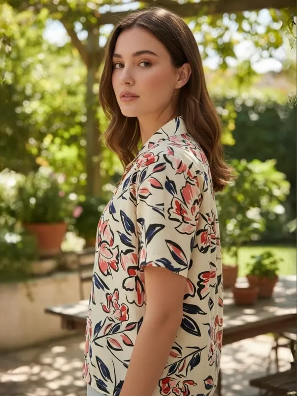 Women_Floral_Print_Beach_Wear_Pink_Shirt
