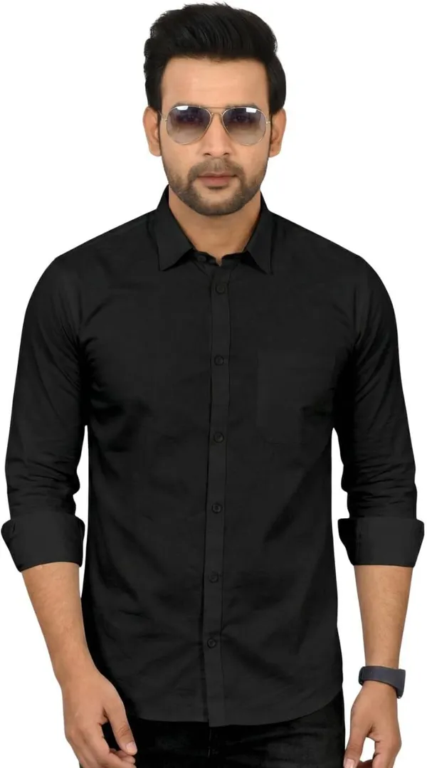 Men_Solid_Casual_Black_Shirt