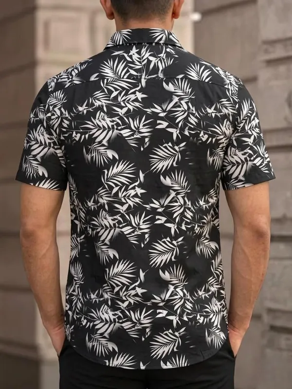 Men_Floral_Print_Beach_Wear_Black_Shirt