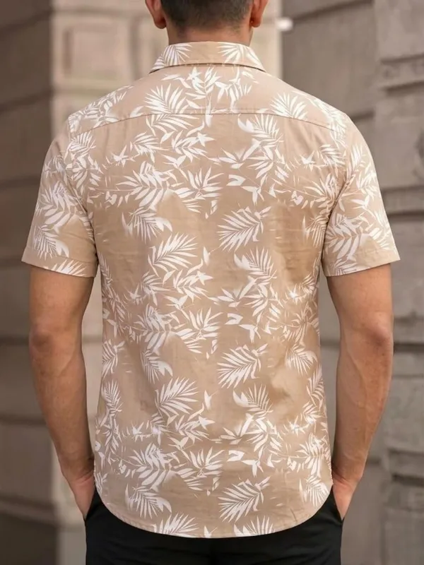 Men_Floral_Print_Beach_Wear_Brown_Shirt