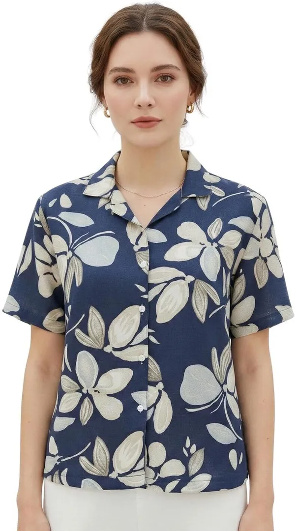 Women_Floral_Print_Beach_Wear_Blue_Shirt