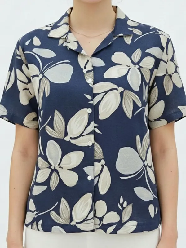 Women_Floral_Print_Beach_Wear_Blue_Shirt