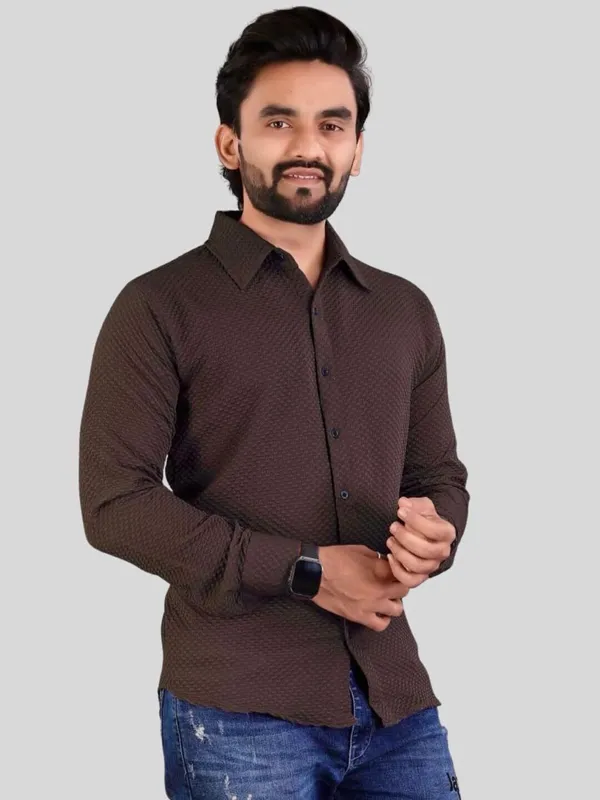 Men_Solid_Casual_Brown_Shirt