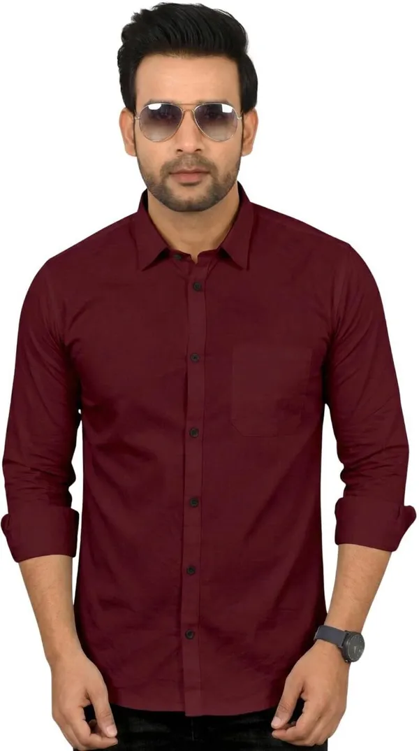 Men_Solid_Casual_Maroon_Shirt