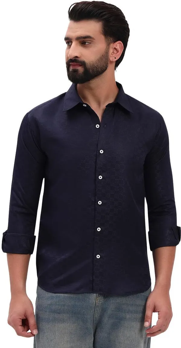 Men_Checkered_Formal_Dark_Blue_Shirt