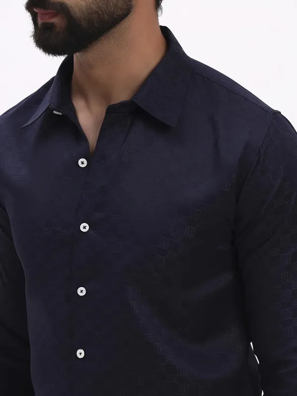 Men_Checkered_Formal_Dark_Blue_Shirt