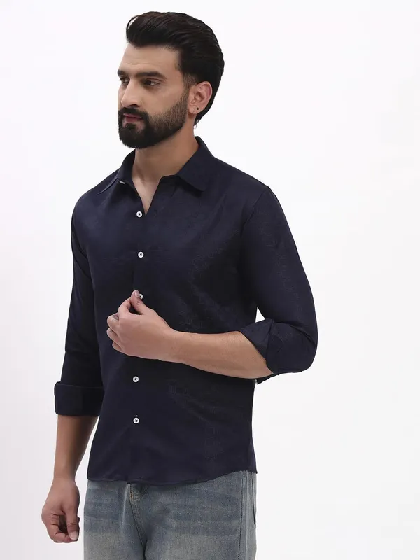 Men_Checkered_Formal_Dark_Blue_Shirt