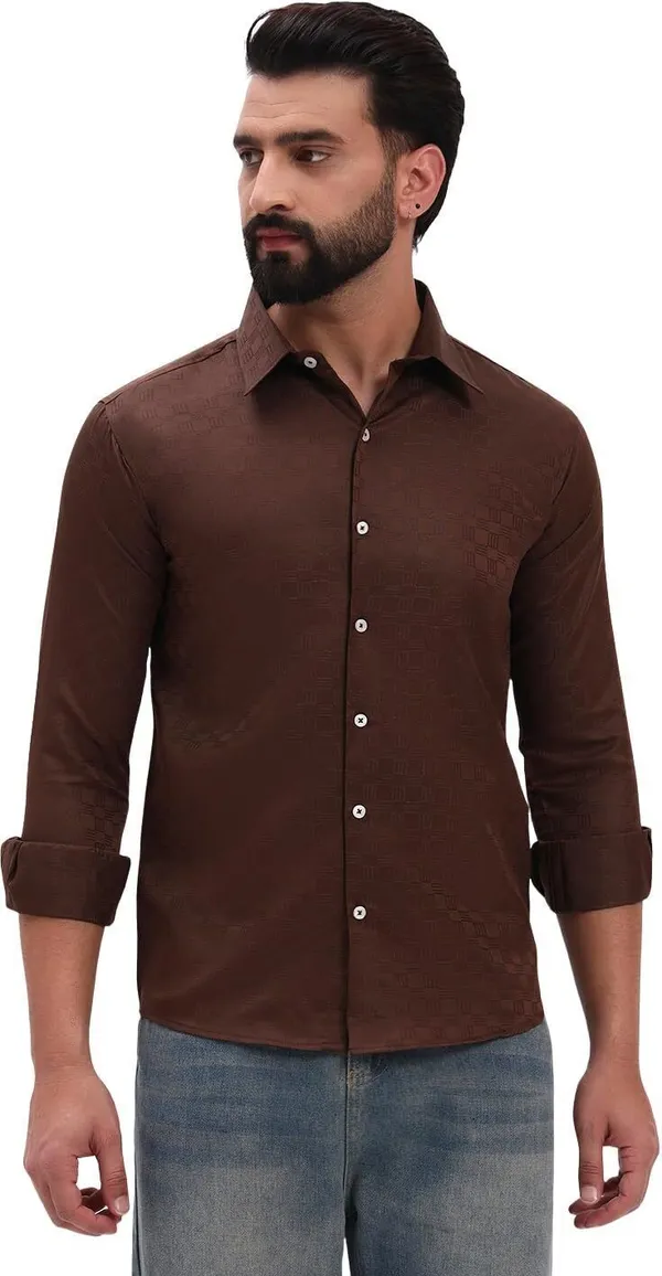 Men_Checkered_Formal_Brown_Shirt